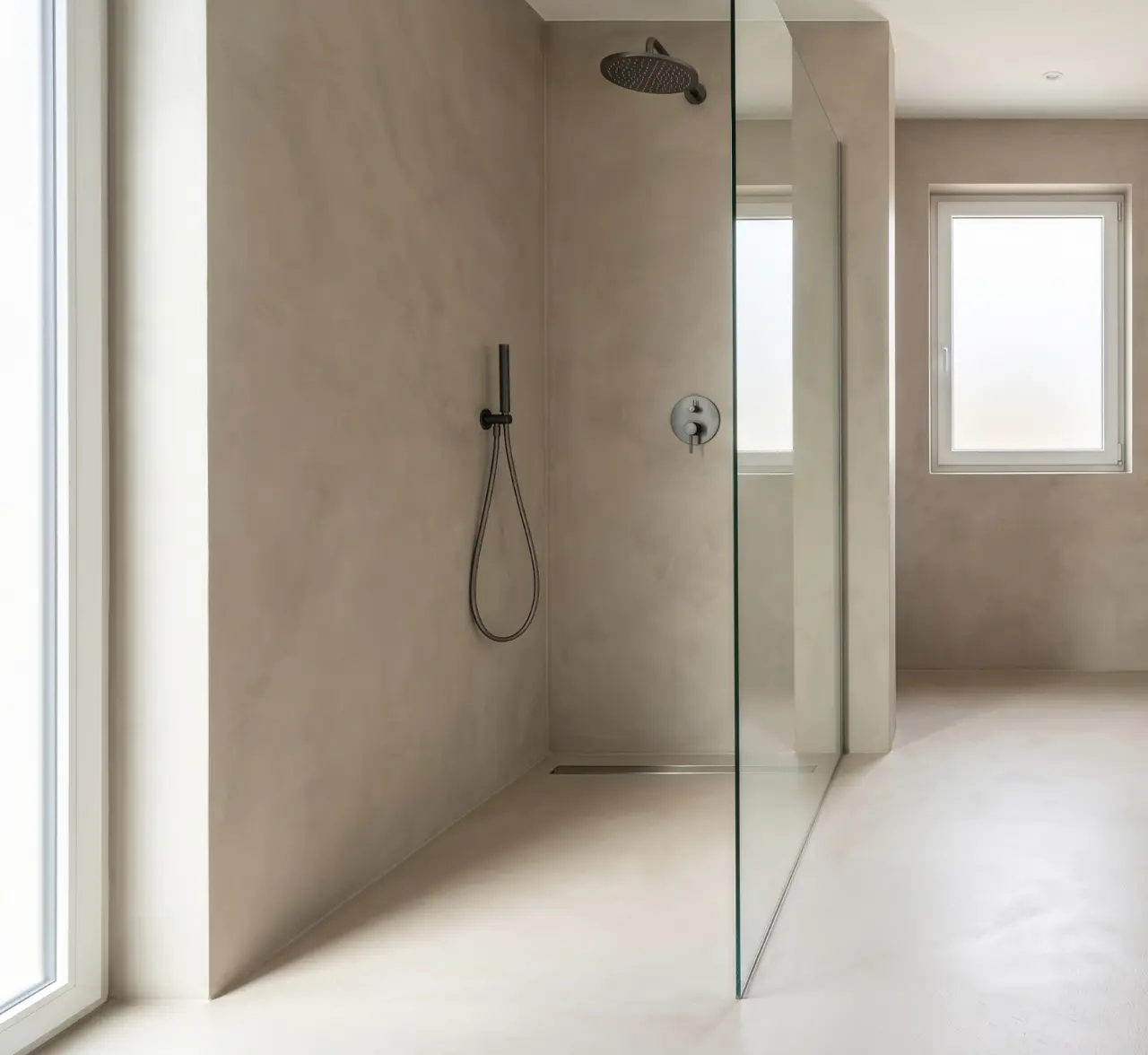 Fugenlose Dusche in Betonoptik